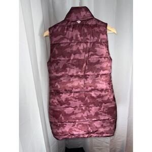 Zelos Women's Size Medium Long Puffer Vest Burgundy Camo Camouflage Print